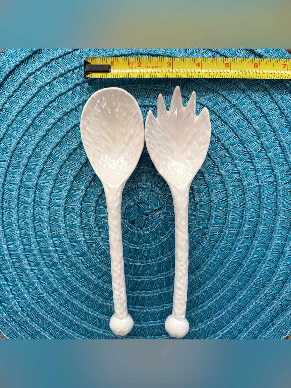 Ceramic Salad Serving Fork and Spoon - Picture 3 of 9